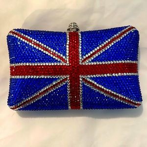 Union Jack flag hand stoned clutch